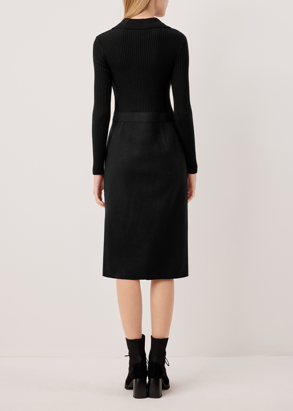 SALAZIA Wool Blend Fitted Long-Sleeve Dresses