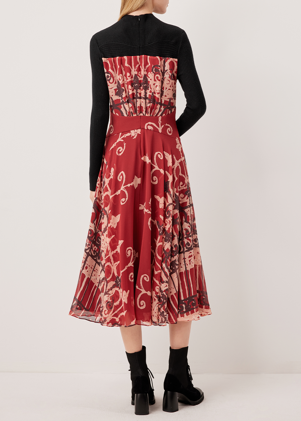 SALAZIA Red-Pink Stained Glass Long-Sleeve Dresses