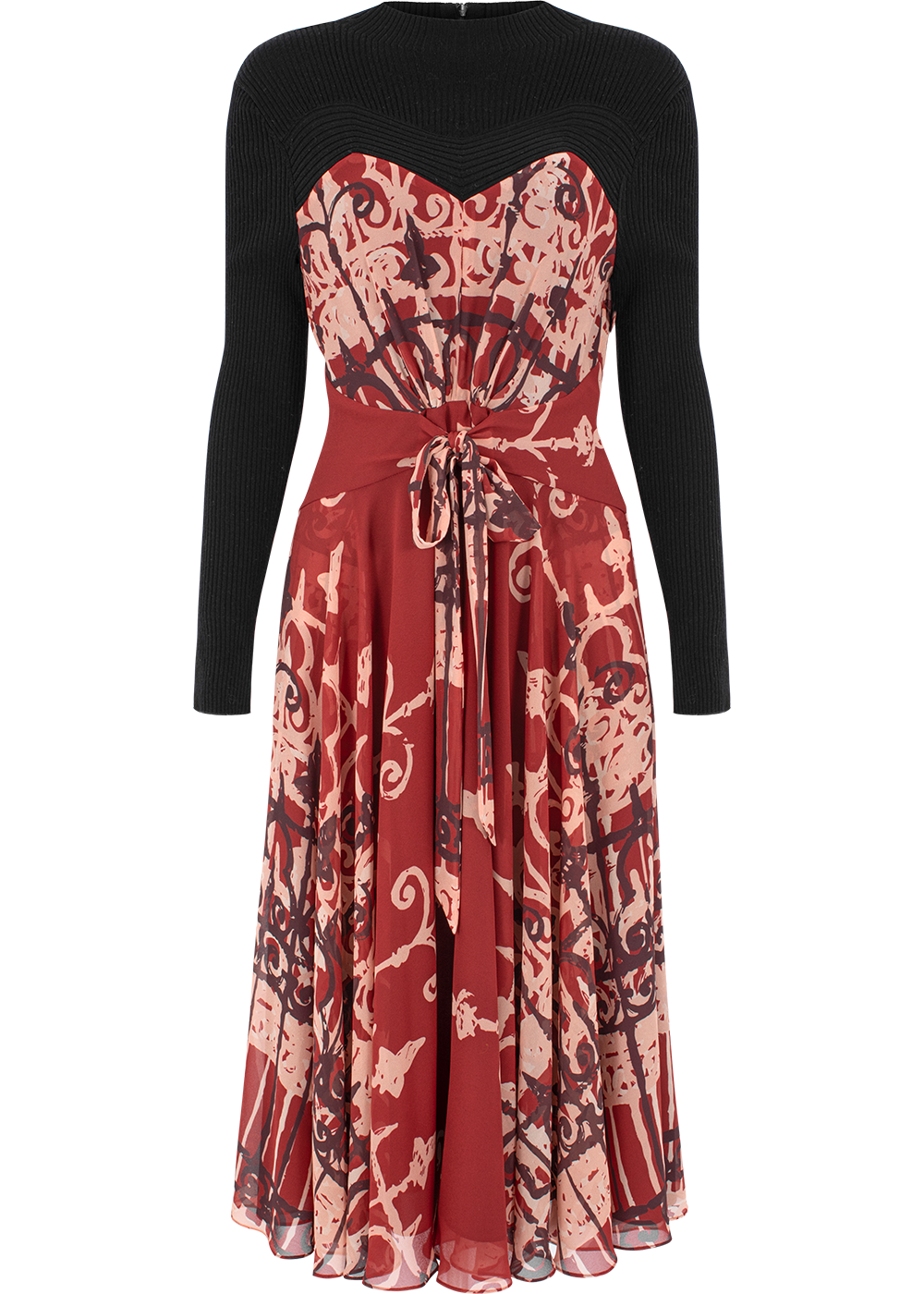 SALAZIA Red-Pink Stained Glass Long-Sleeve Dresses
