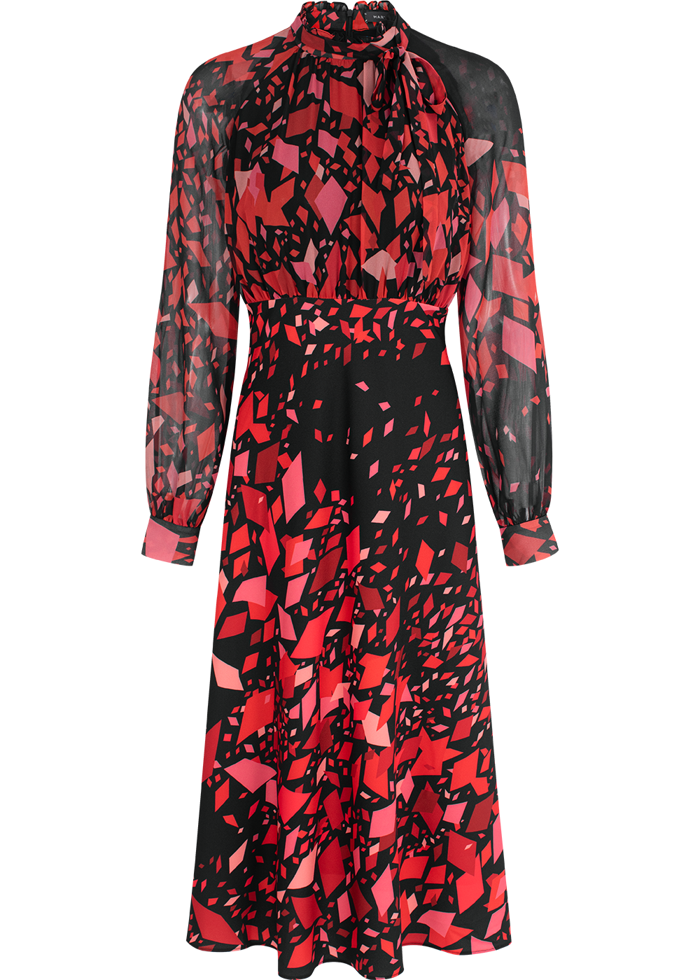 SALAZIA Red-Black Kaleidoscope Long-Sleeve Dresses