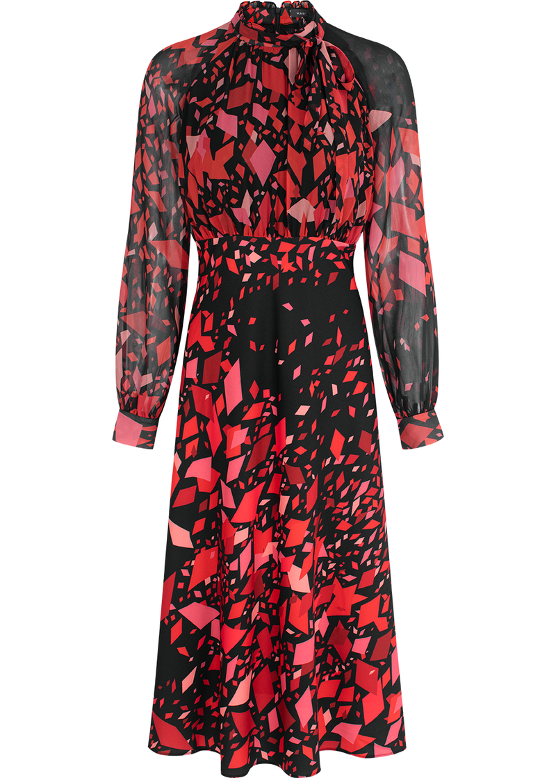SALAZIA Red-Black Kaleidoscope Long-Sleeve Dresses
