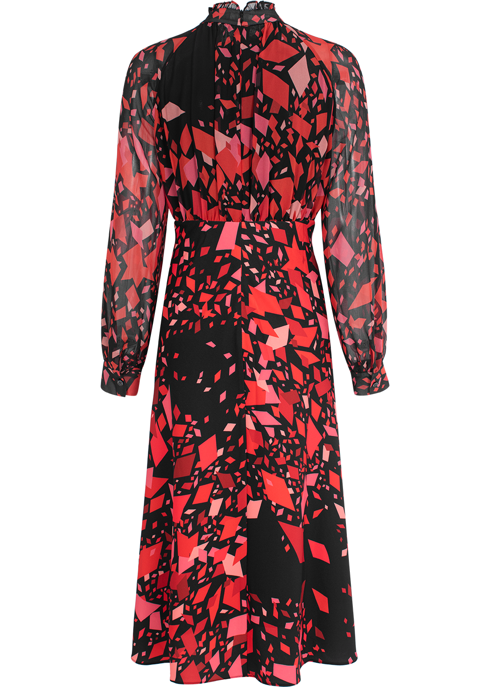 SALAZIA Red-Black Kaleidoscope Long-Sleeve Dresses