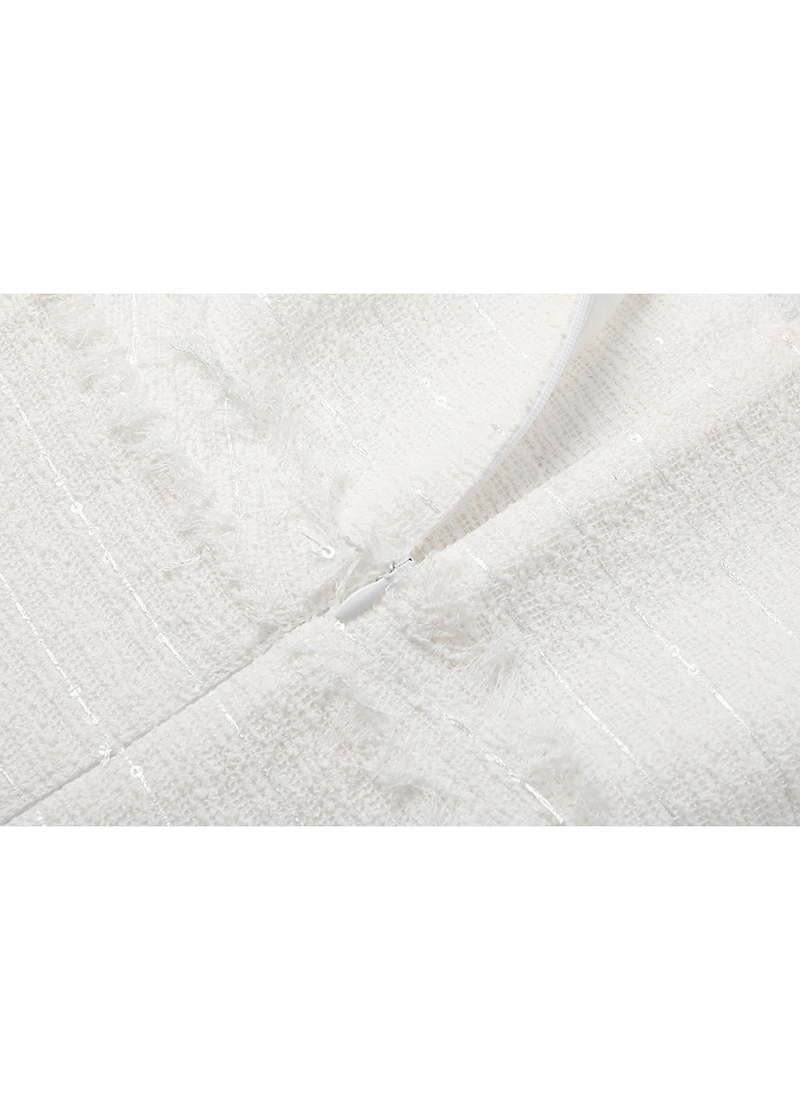 SALAZIA White Cotton-Polyester Blend Short-Sleeve Dresses
