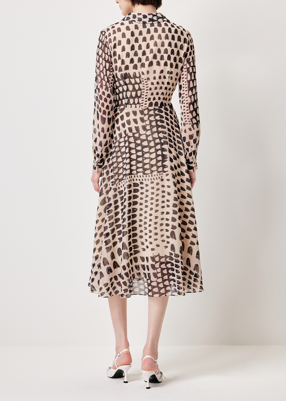 SALAZIA Apricot Tulip Print Long-Sleeve Dresses