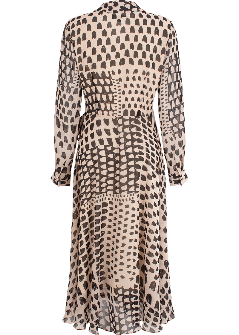 SALAZIA Apricot Tulip Print Long-Sleeve Dresses
