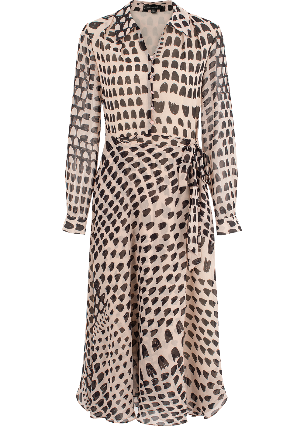 SALAZIA Apricot Tulip Print Long-Sleeve Dresses