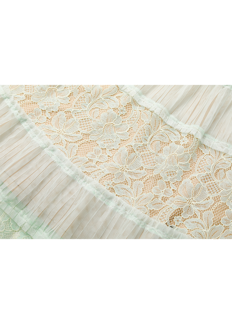SALAZIA Monet Green Lace-Velvet Blend Dresses