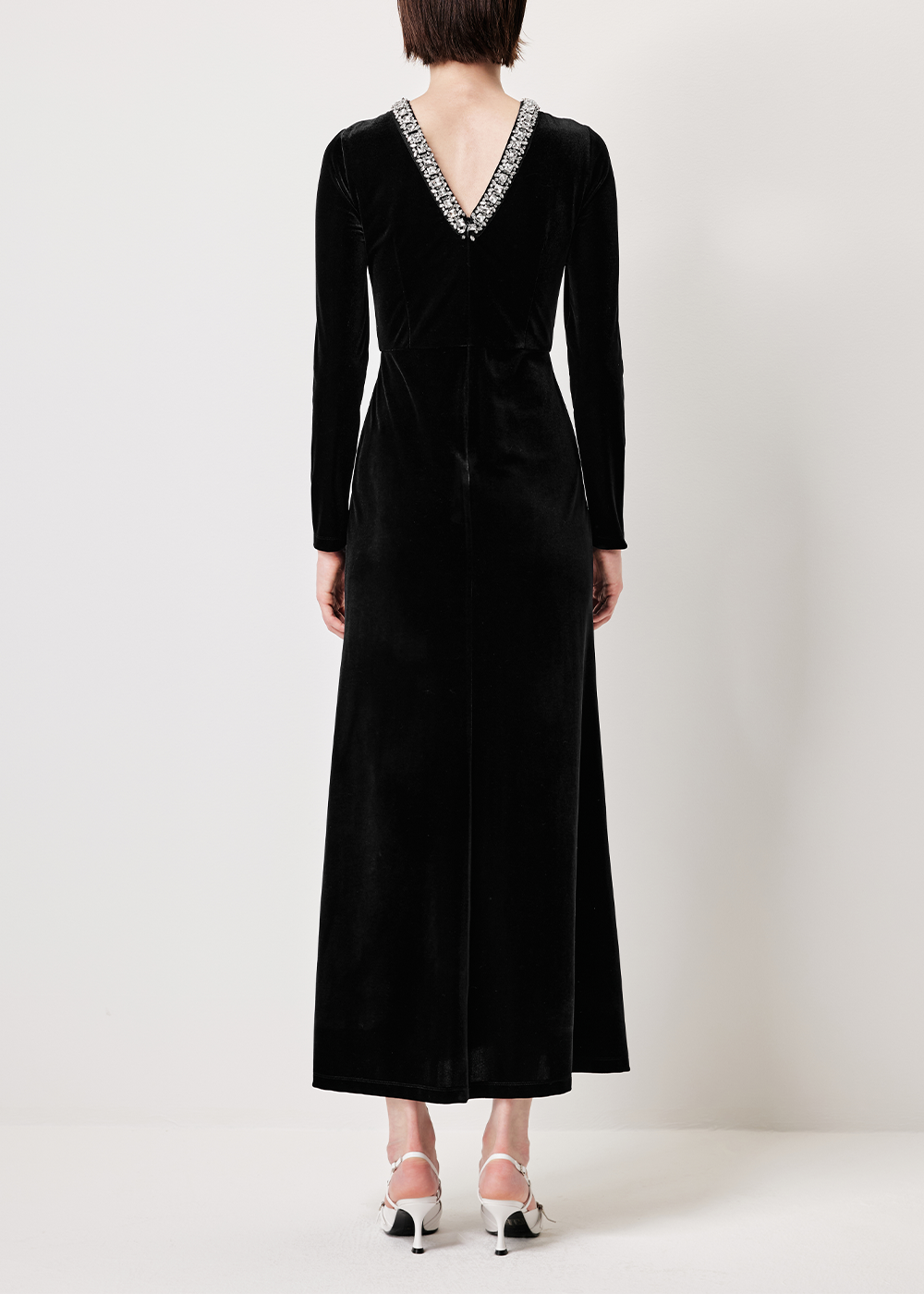 SALAZIA Black Triacetate Stretch Long-Sleeve Dresses