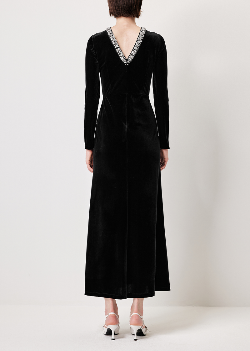 SALAZIA Black Triacetate Stretch Long-Sleeve Dresses