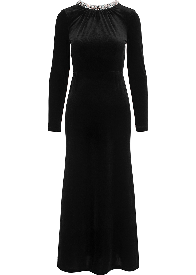 SALAZIA Black Triacetate Stretch Long-Sleeve Dresses