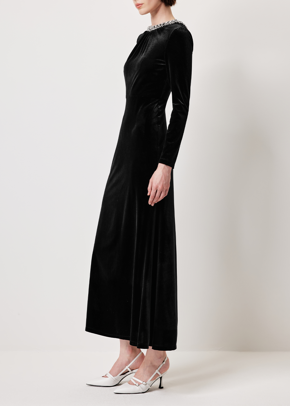 SALAZIA Black Triacetate Stretch Long-Sleeve Dresses