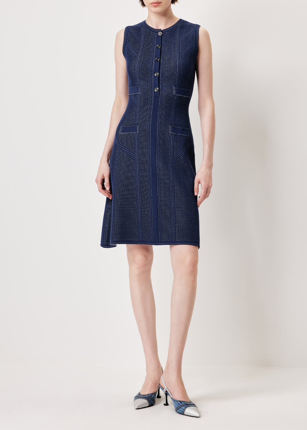 SALAZIA Cobalt Blue Viscose Blend Knit Dresses