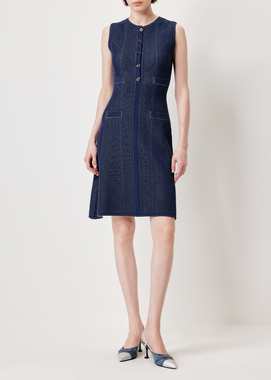 SALAZIA Cobalt Blue Viscose Blend Knit Dresses