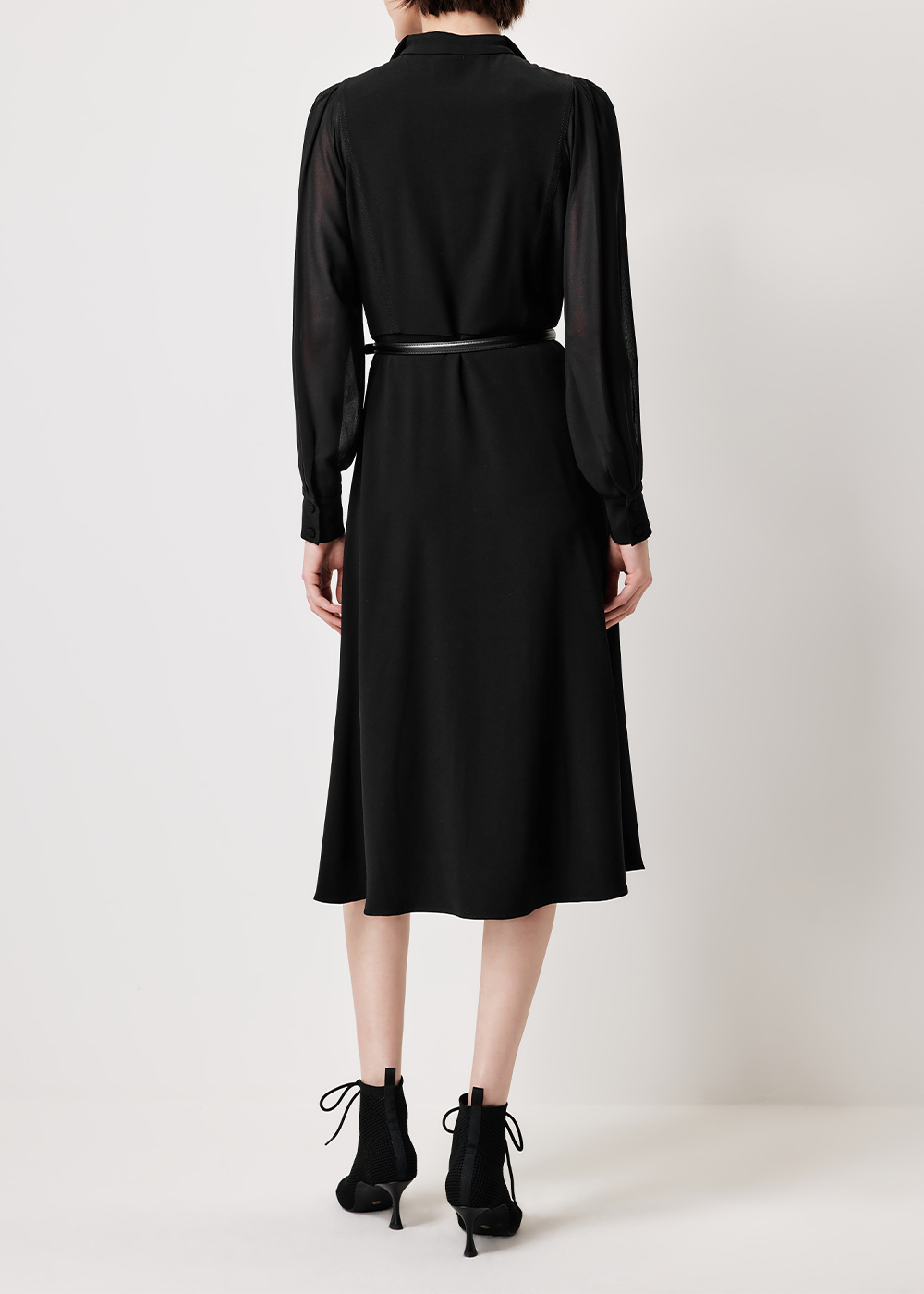 SALAZIA Black Triacetate-Silk Blend Long-Sleeve Dresses