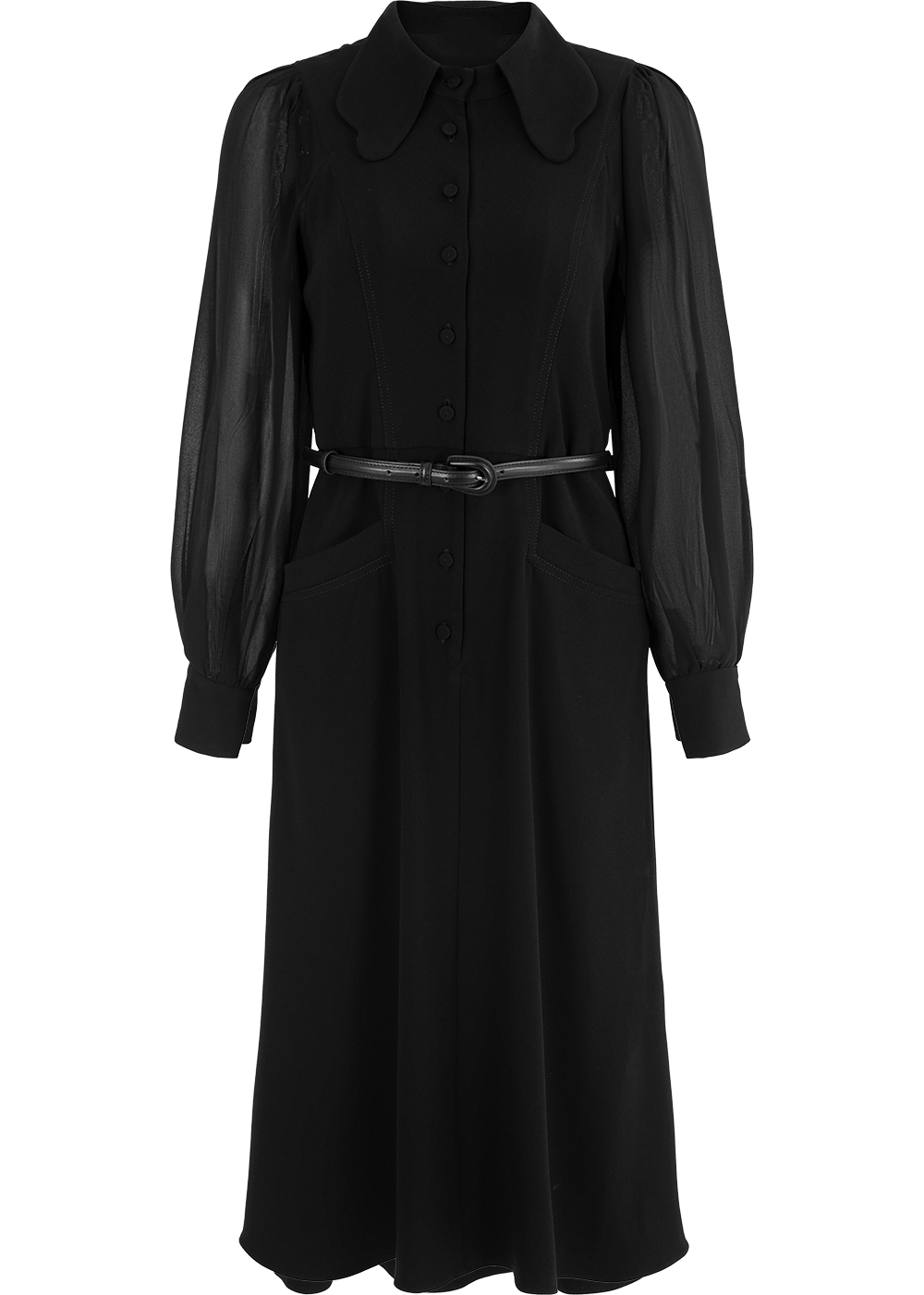 SALAZIA Black Triacetate-Silk Blend Long-Sleeve Dresses