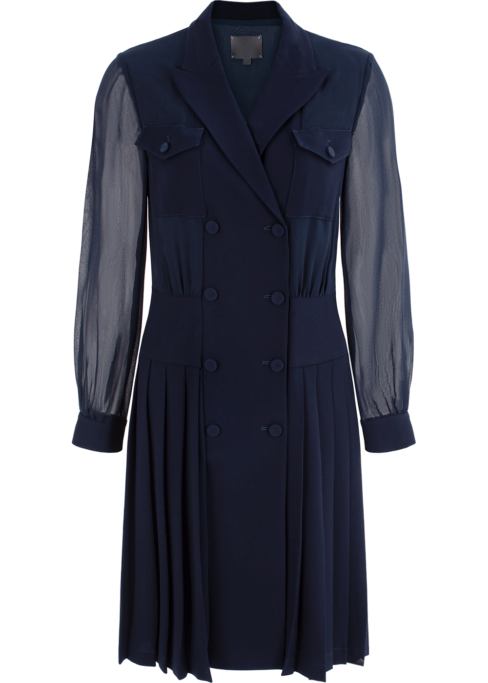 SALAZIA Deep Blue Acetate-Silk Blend Long-Sleeve Dresses
