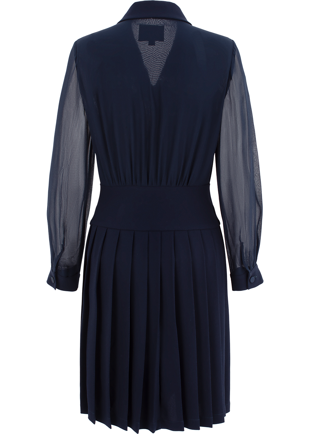 SALAZIA Deep Blue Acetate-Silk Blend Long-Sleeve Dresses