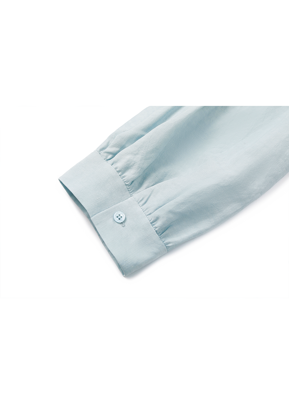 SALAZIA Ice Blue Viscose-Linen Blend Long-Sleeve Dresses