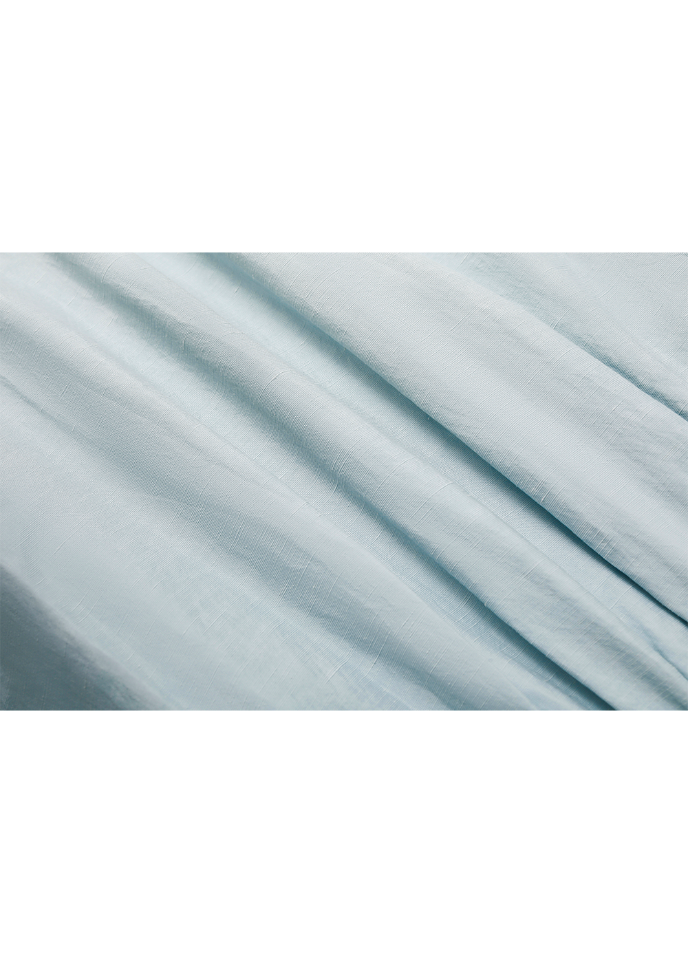 SALAZIA Ice Blue Viscose-Linen Blend Long-Sleeve Dresses