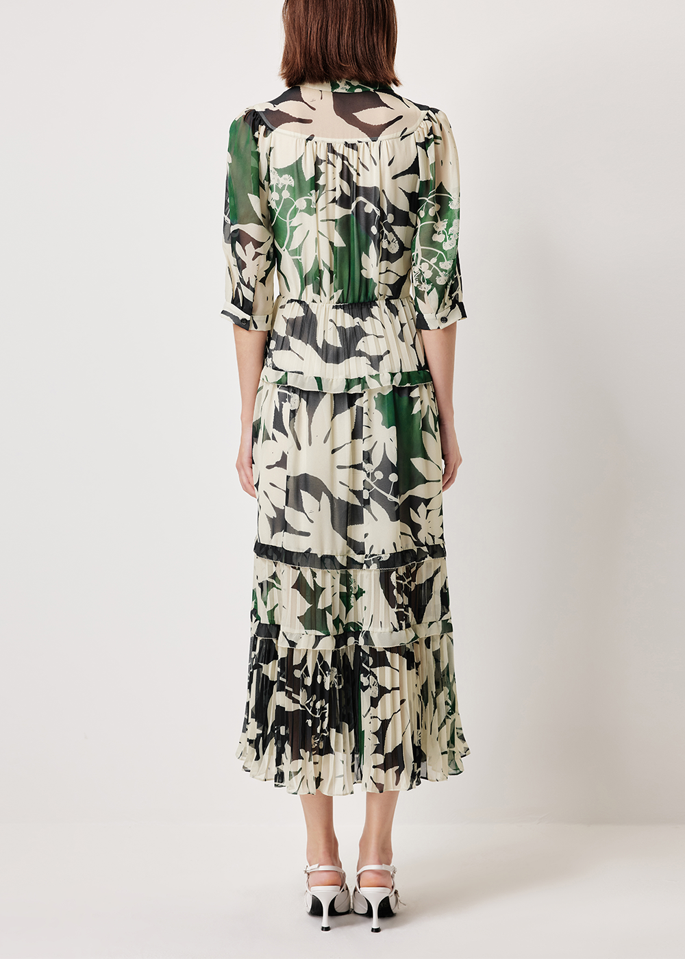 SALAZIA Green-Apricot Tree Shadow Long-Sleeve Dresses