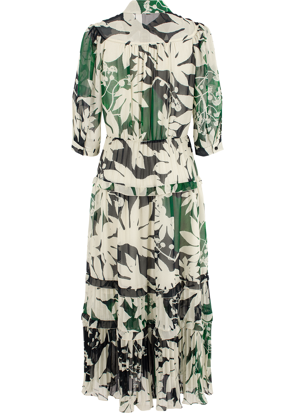 SALAZIA Green-Apricot Tree Shadow Long-Sleeve Dresses