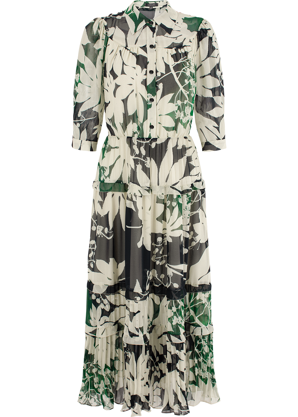 SALAZIA Green-Apricot Tree Shadow Long-Sleeve Dresses