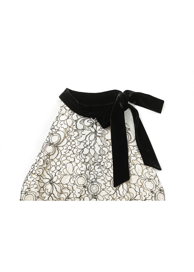 SALAZIA Black-White Tri-Color Short-Sleeve Dresses
