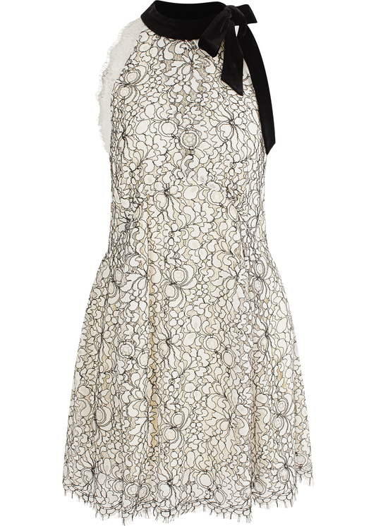 SALAZIA Black-White Tri-Color Short-Sleeve Dresses