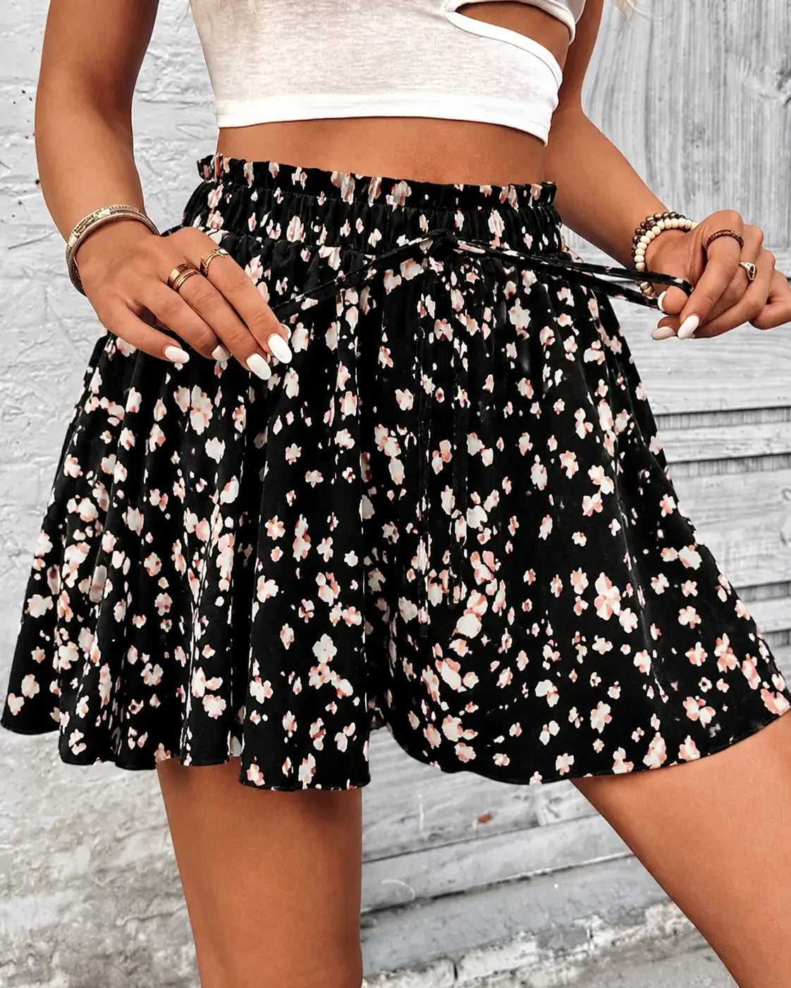 SALAZIA Women's High Waist Printed Wide Leg Casual Shorts