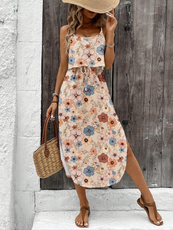 SALAZIA Women's Spaghetti Strap Tie Dye Cami Midi Beach Dresses