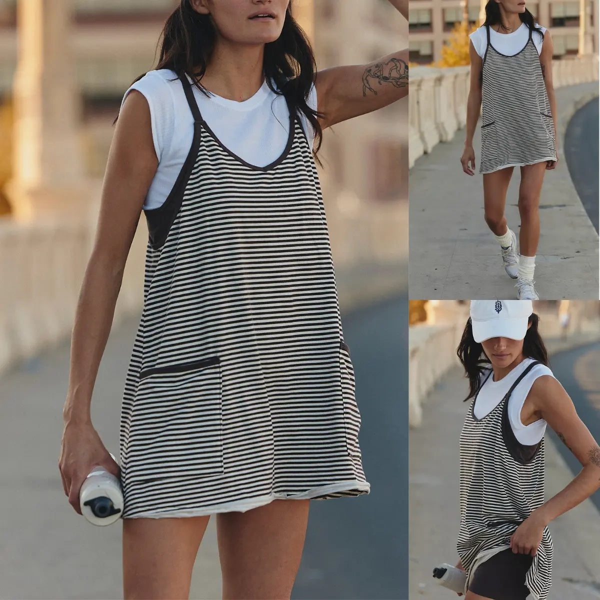 SALAZIA Women's Striped Sleeveless One-Pieces