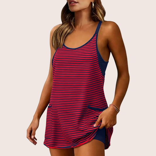 SALAZIA Women's Striped Sleeveless One-Pieces