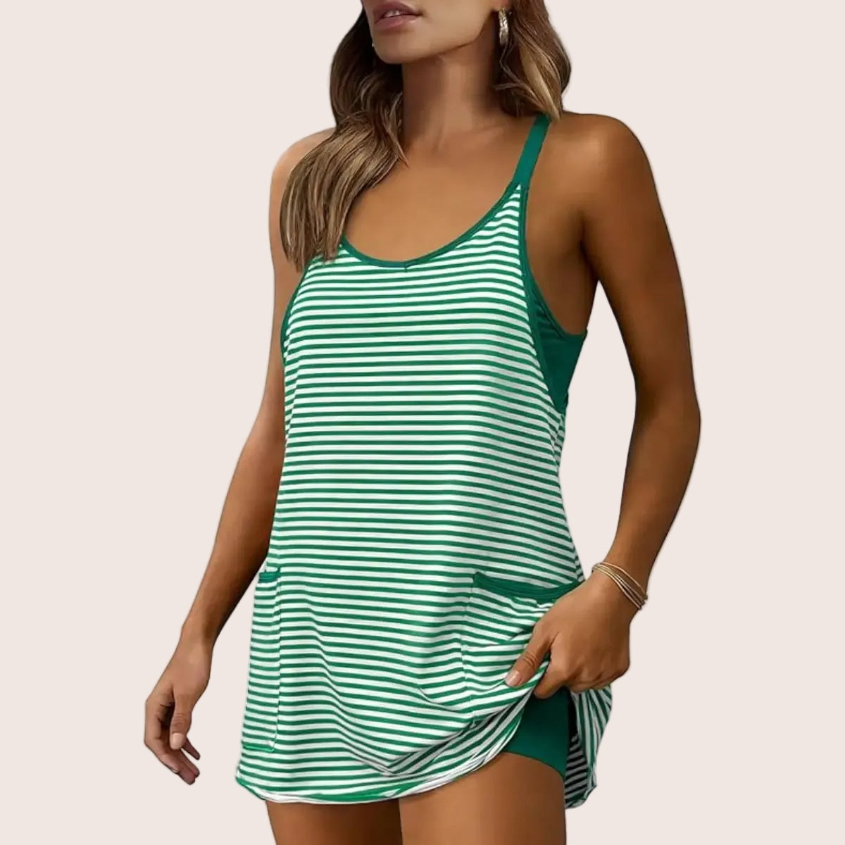 SALAZIA Women's Striped Sleeveless One-Pieces