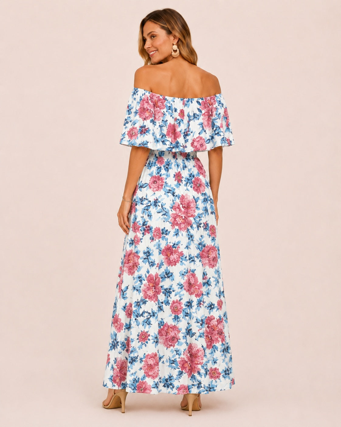 SALAZIA Plus Size One-Shoulder Ruffle Maxi Dresses