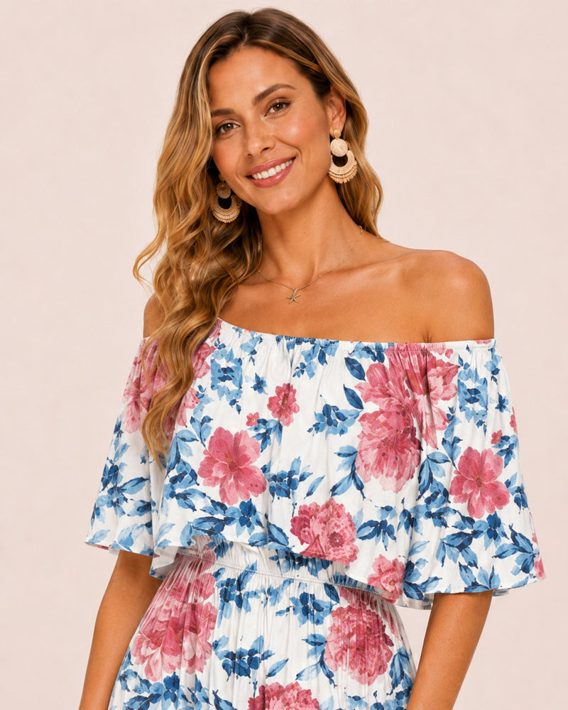 SALAZIA Plus Size One-Shoulder Ruffle Maxi Dresses