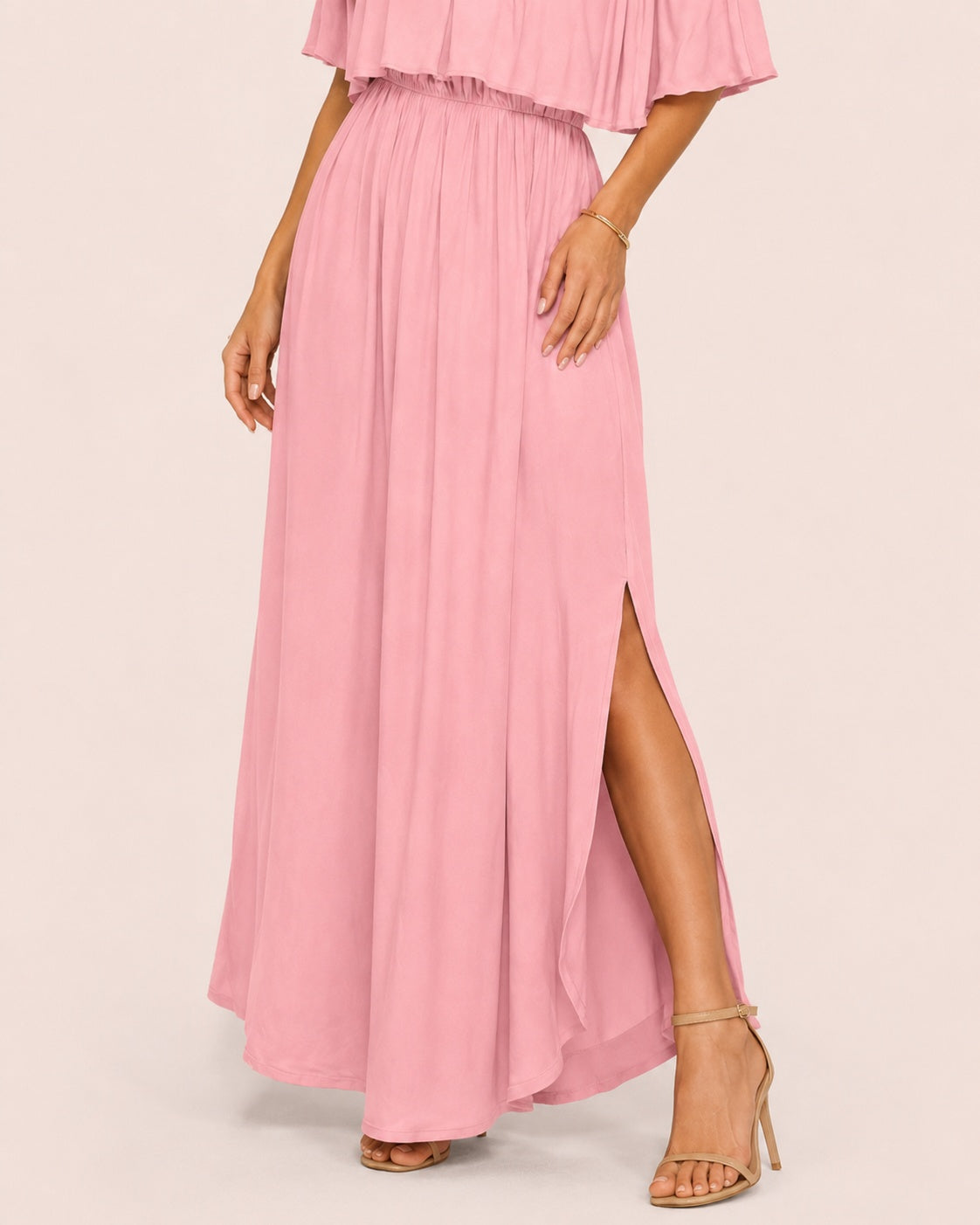 SALAZIA Plus Size Off-Shoulder Ruffle Maxi Dresses
