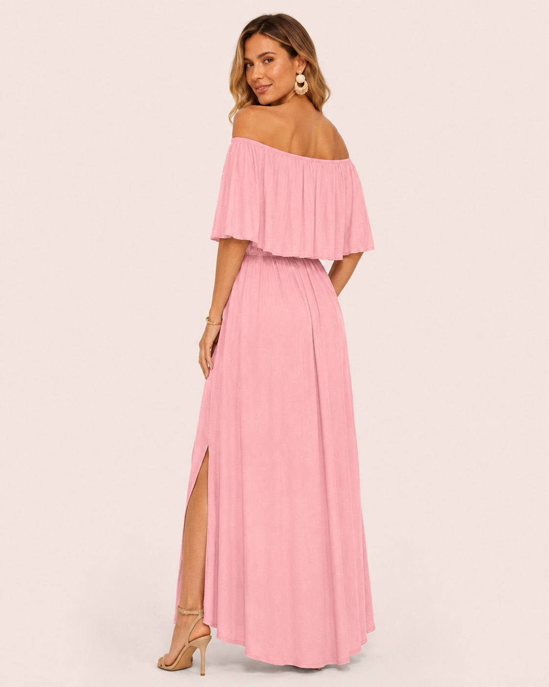 SALAZIA Plus Size Off-Shoulder Ruffle Maxi Dresses