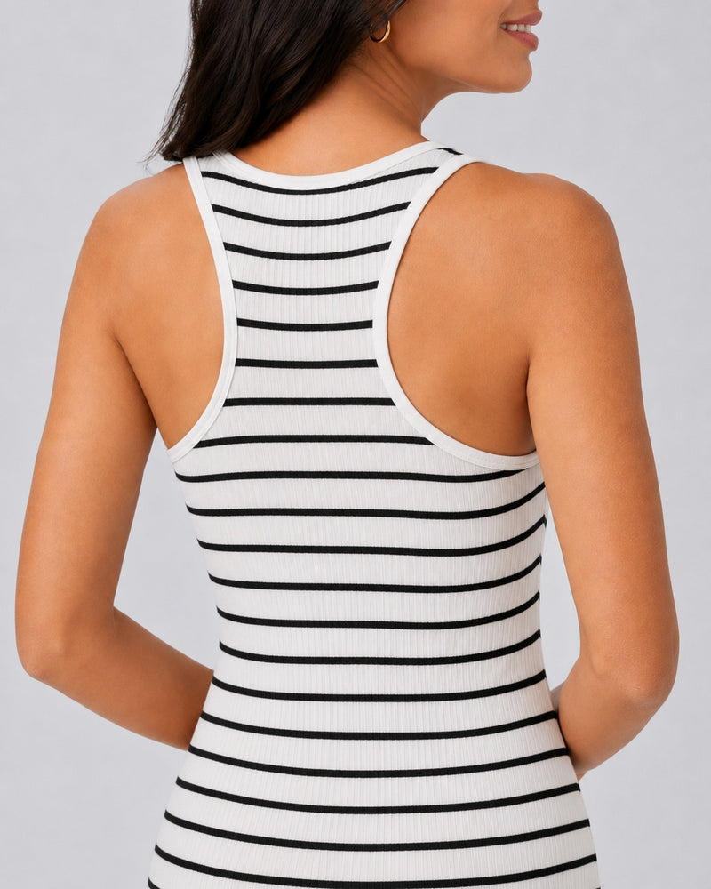SALAZIA Women's  Striped Sleeveless V-Neck Dresses