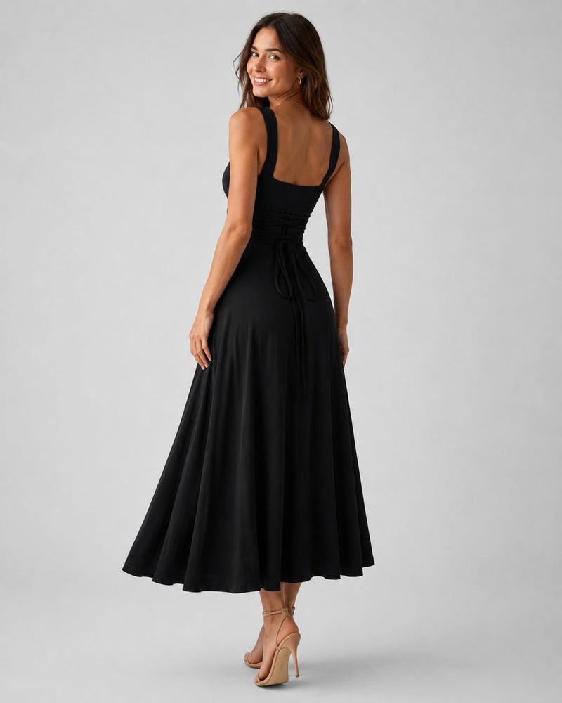 SALAZIA Women's Square Neck A-Line Long Dresses