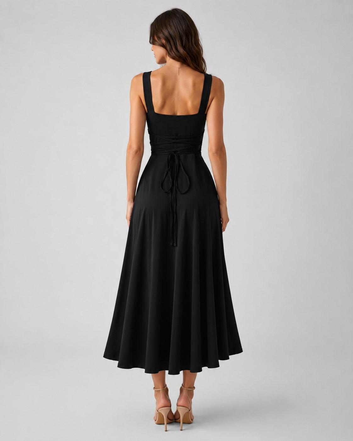 SALAZIA Women's Square Neck A-Line Long Dresses