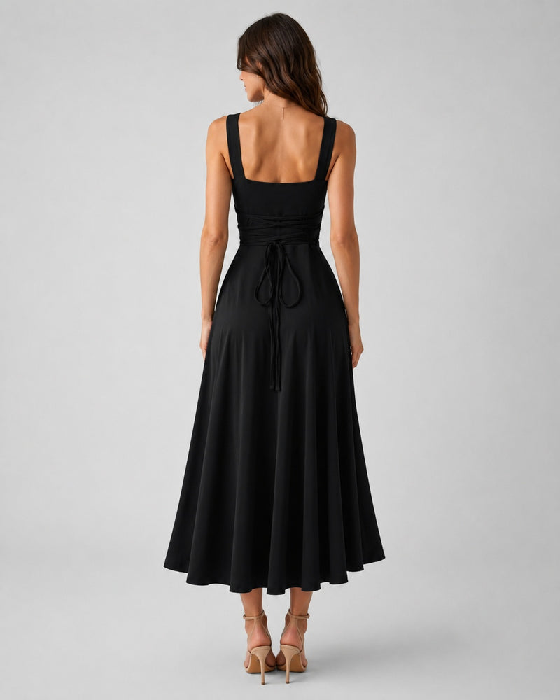 SALAZIA Women's Square Neck A-Line Long Dresses