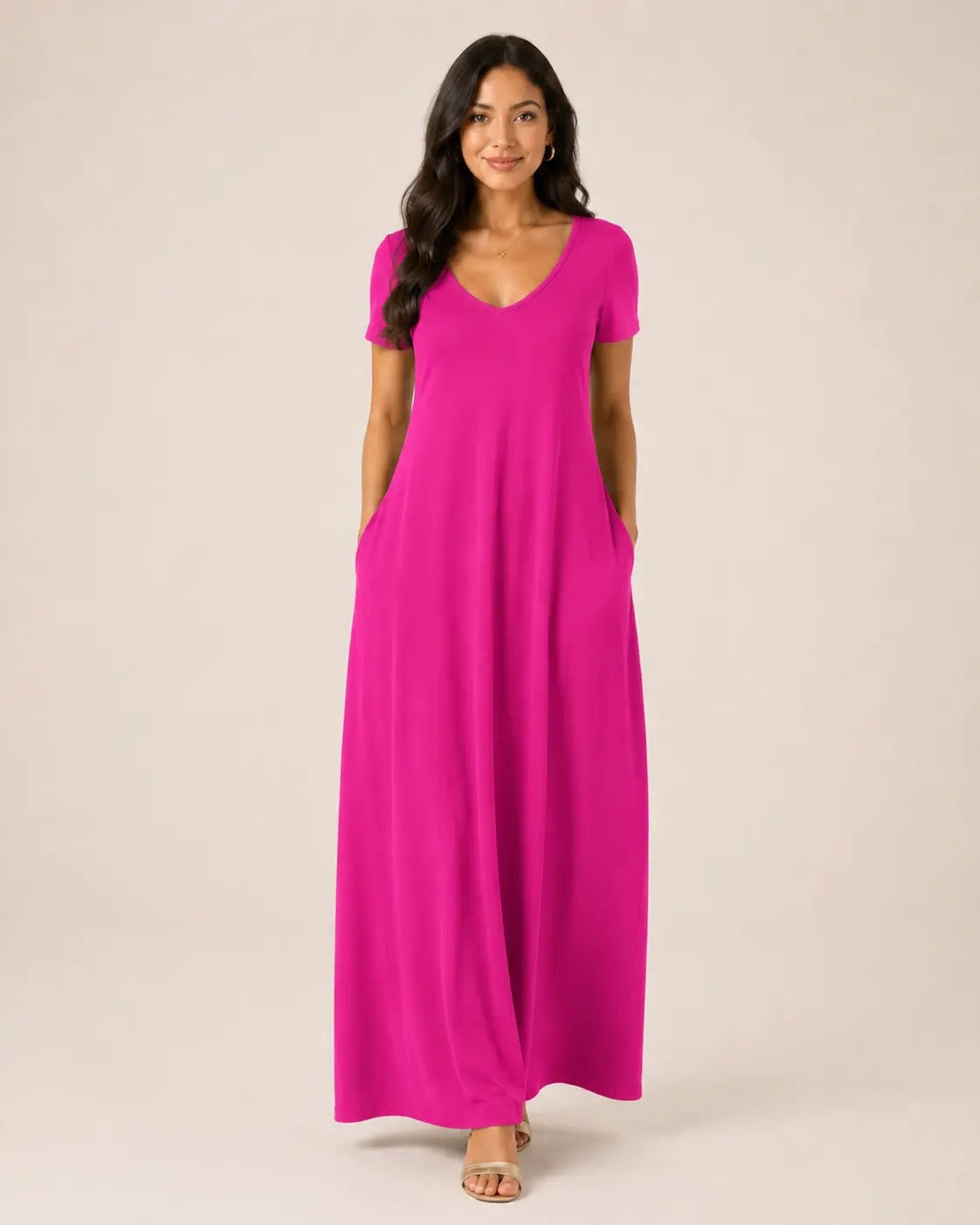 SALAZIA Women's Short Sleeve Round Neck Casual Dresses