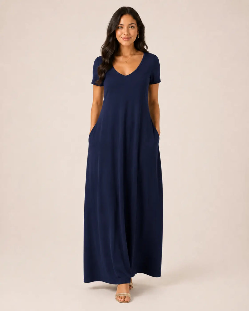 SALAZIA Women's Short Sleeve Round Neck Casual Dresses