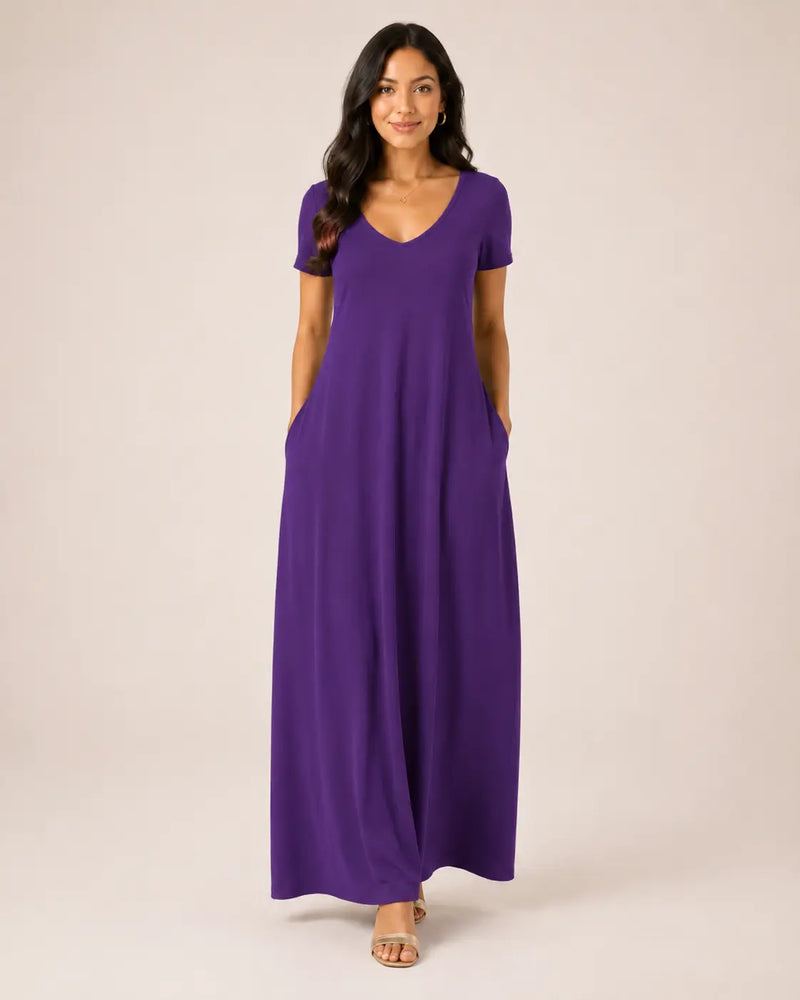 SALAZIA Women's Short Sleeve Round Neck Casual Dresses