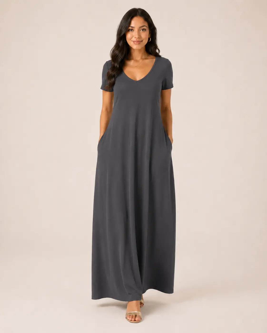 SALAZIA Women's Short Sleeve Round Neck Casual Dresses