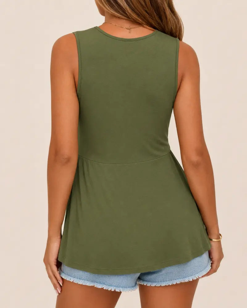 SALAZIA Women's Twisted V-Neck Peplum Blouses