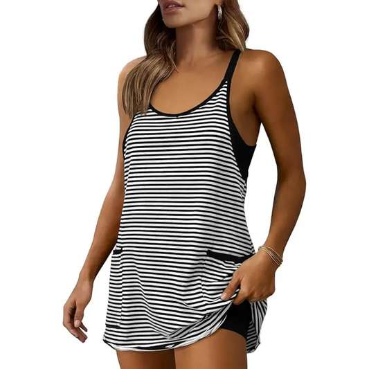 SALAZIA Women's Striped Romper Dresses