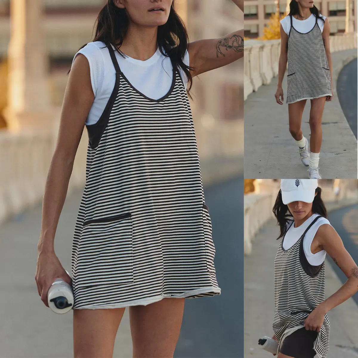SALAZIA Women's Striped Romper Dresses