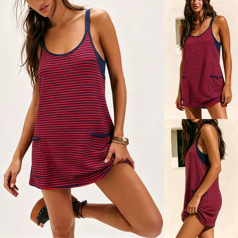 SALAZIA Women's Striped Romper Dresses
