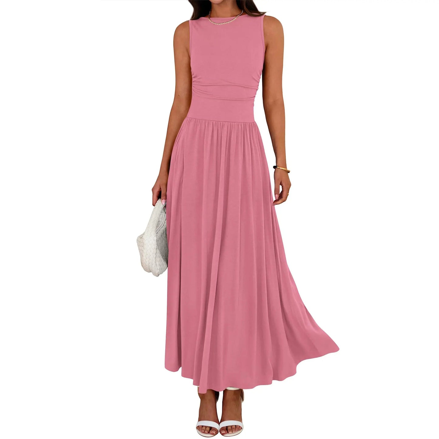 SALAZIA High Waisted Long Sundress Flowy Beach Dresses